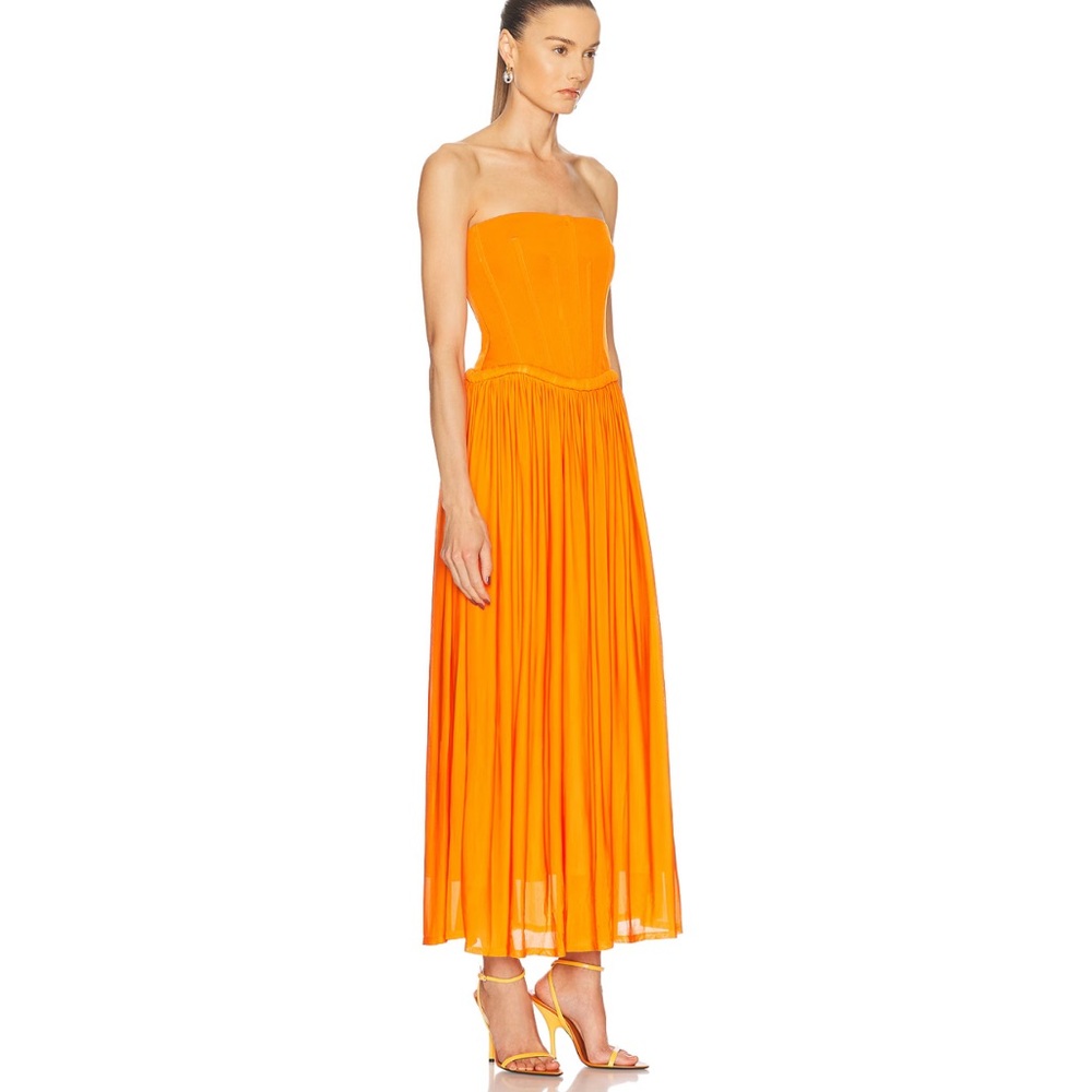 Simkhai Adalys Bustier Midi Dress Tangerine - Picture 2 of 5